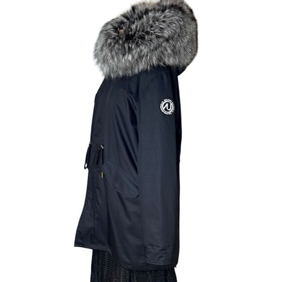 NWOT Ozlana Black+Classic Silver Fox Fur Parka - Picture 9 of 16